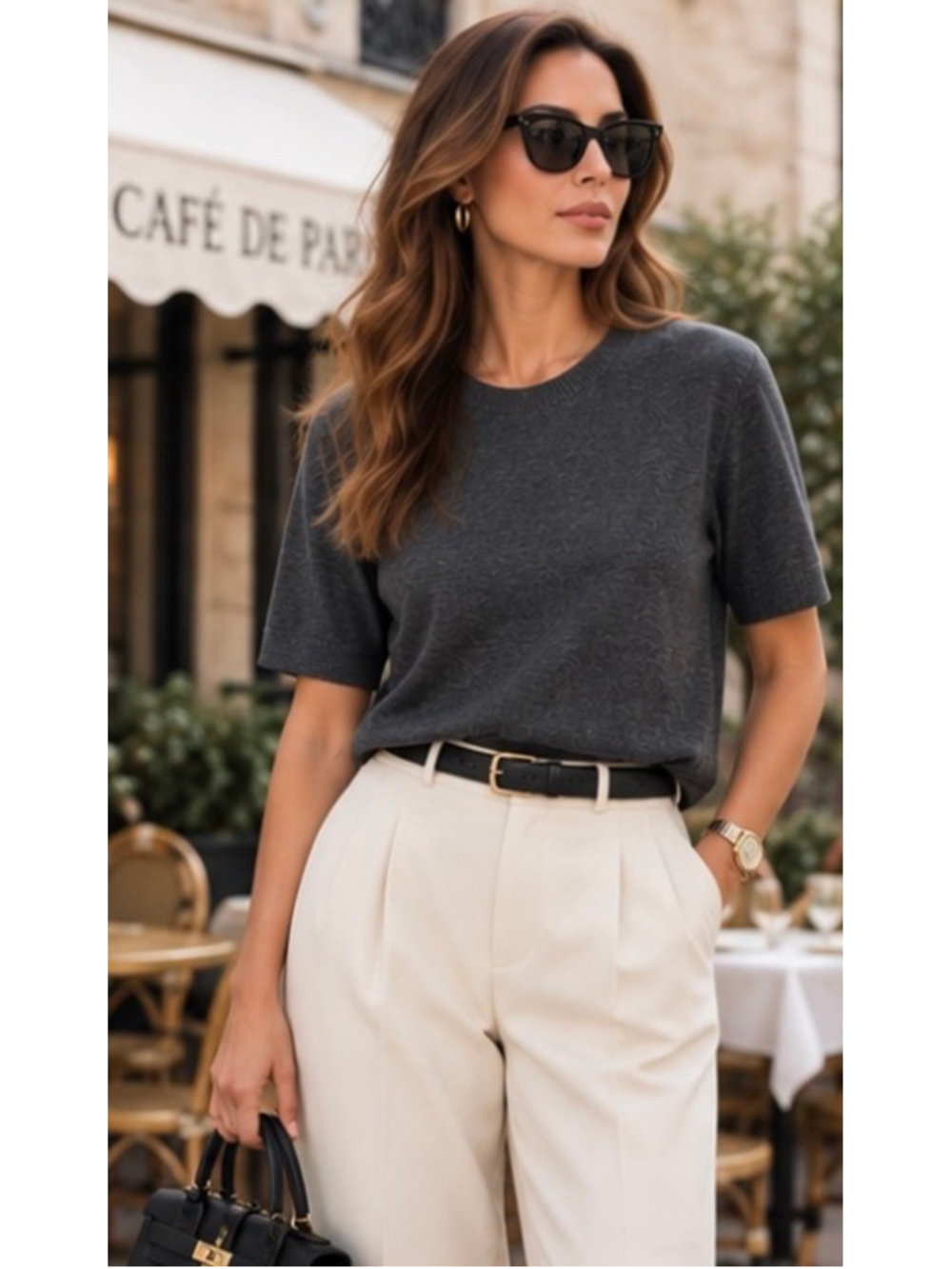 Women's Bottega Veneta Cashmere Wool Tee - Grey - Size 46/10 Italian Luxury New